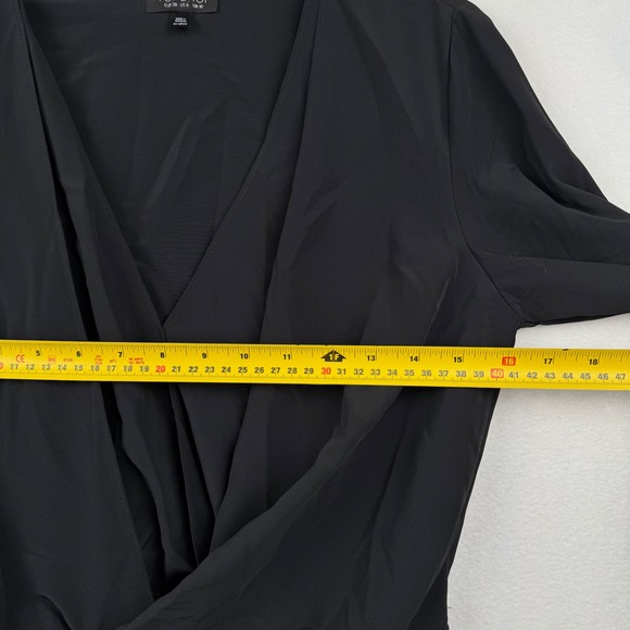 Topshop Black Tie Front Blouse Long Sleeve V Neck Career Party Top Size US 6 - Picture 5 of 8